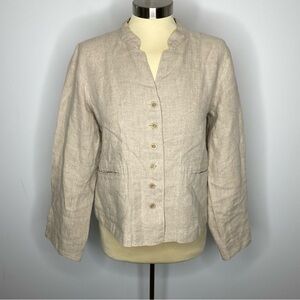 Eileen Fisher Petite Beige Irish Linen Blazer